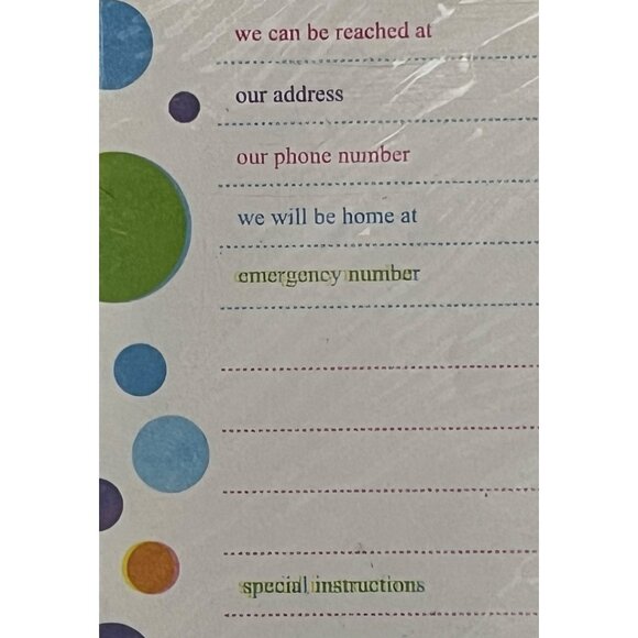 Baby Sitters Notes Babysitter Emergency Pad Polka Dot Design - Picture 3 of 3
